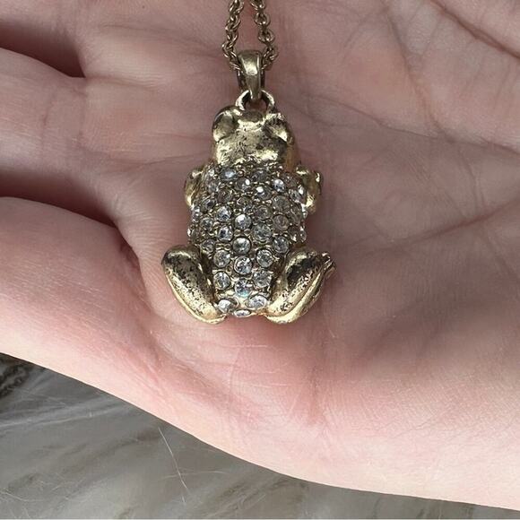 J. Crew | Rhinstone Frog Necklace - Picture 5 of 10